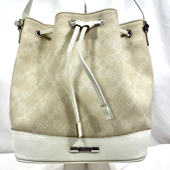 TOUS Shoulder Bucket Bag Women Leather Large Sand Stone Canvas Shopper Tote